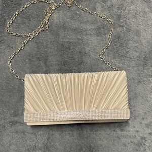 Jessica McClintock Champagne Wedding Prom Purse Like New